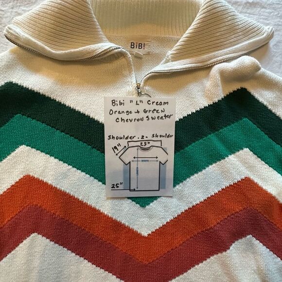 BiBi Multi Color Chevron Pattern Sweater Size L - Picture 16 of 16